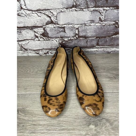J. Crew Caramel Animal Print Patent Leather Ballet Flats Women’s Sz 9M US/40EU - Picture 10 of 16